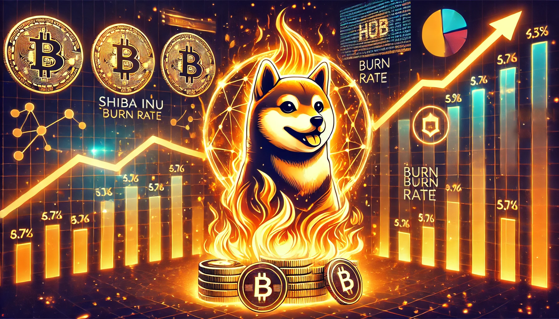 highlighting Shiba Inu is SHIB burn rate increase. The image features the Shiba Inu logo surrounded by burni