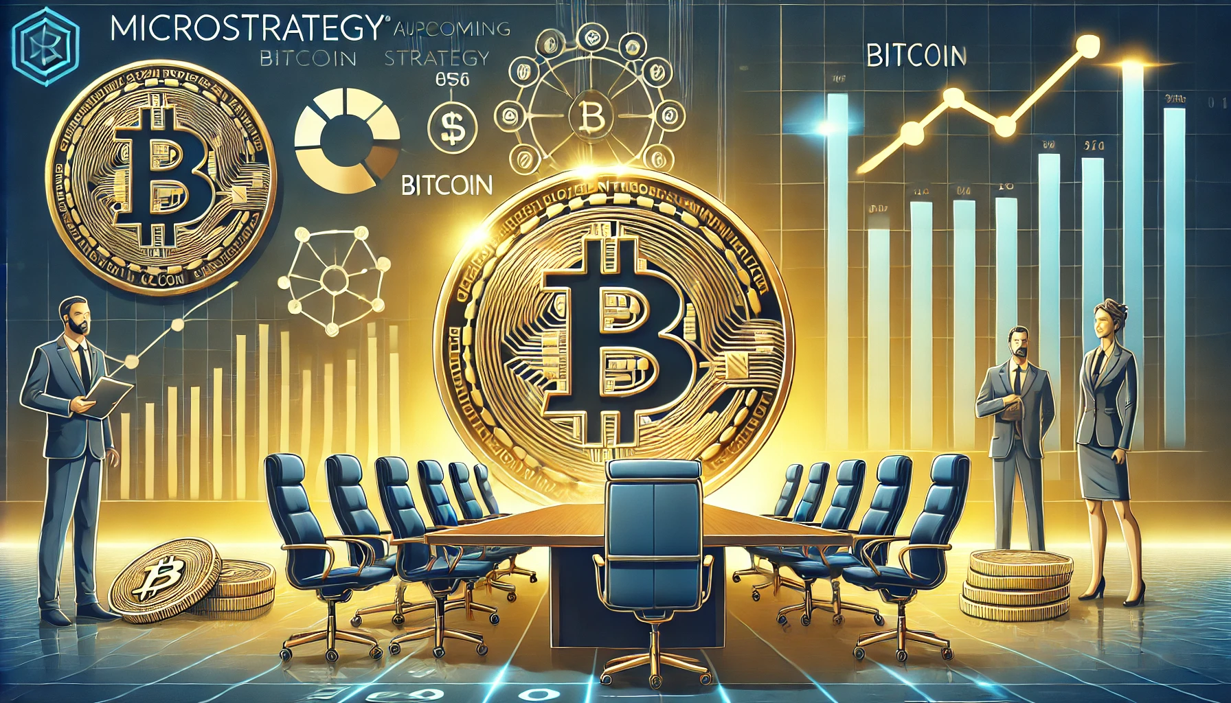 MicroStrategy is upcoming shareholder meeting and its focus on Bitcoin strategy. The image features a