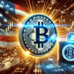 U.S. governments movement of 10000 Bitcoin on the crypto market. The design includes a glowing Bitcoin symb