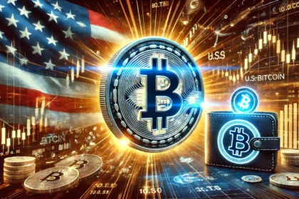 U.S. governments movement of 10000 Bitcoin on the crypto market. The design includes a glowing Bitcoin symb