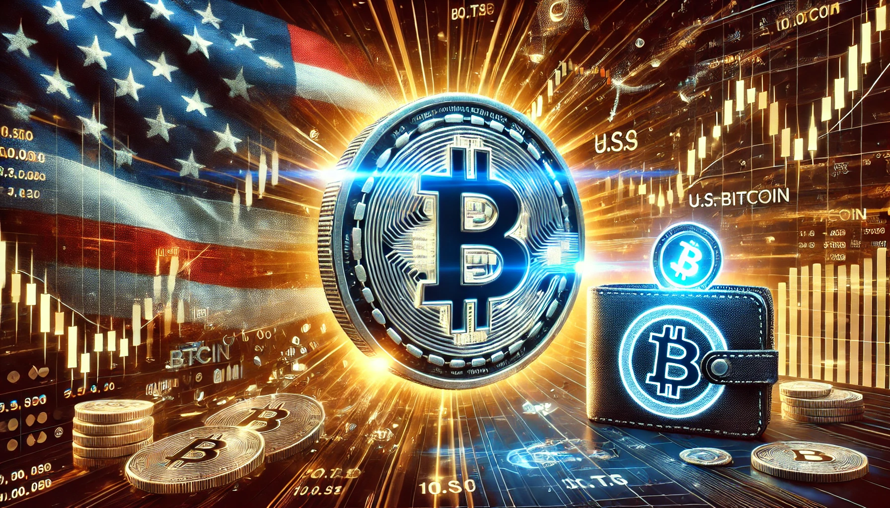 U.S. governments movement of 10000 Bitcoin on the crypto market. The design includes a glowing Bitcoin symb