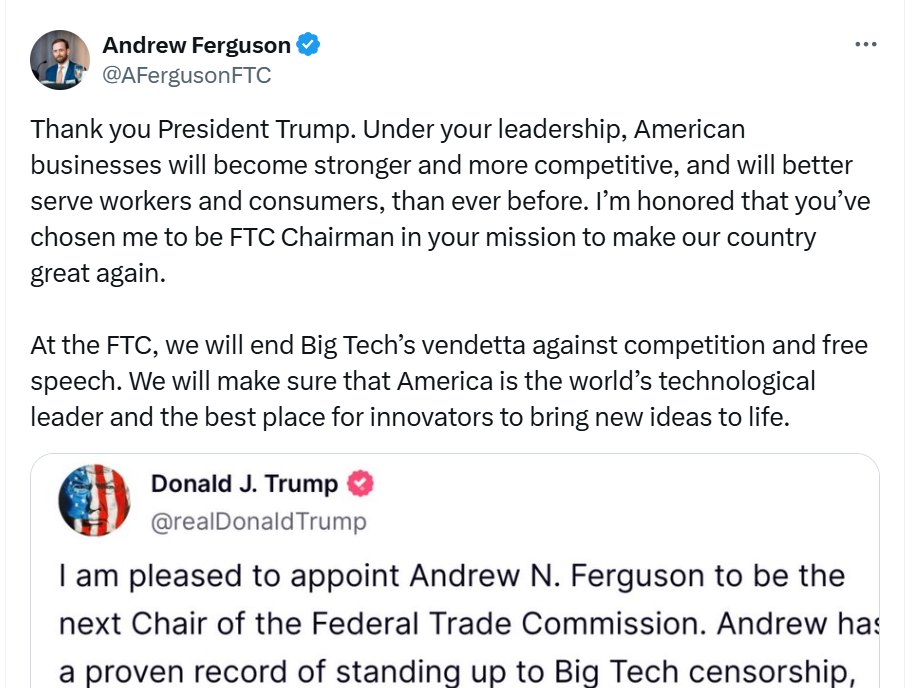 Trump’s Choice for FTC Chair Brings Bold Vision for America’s Tech Future