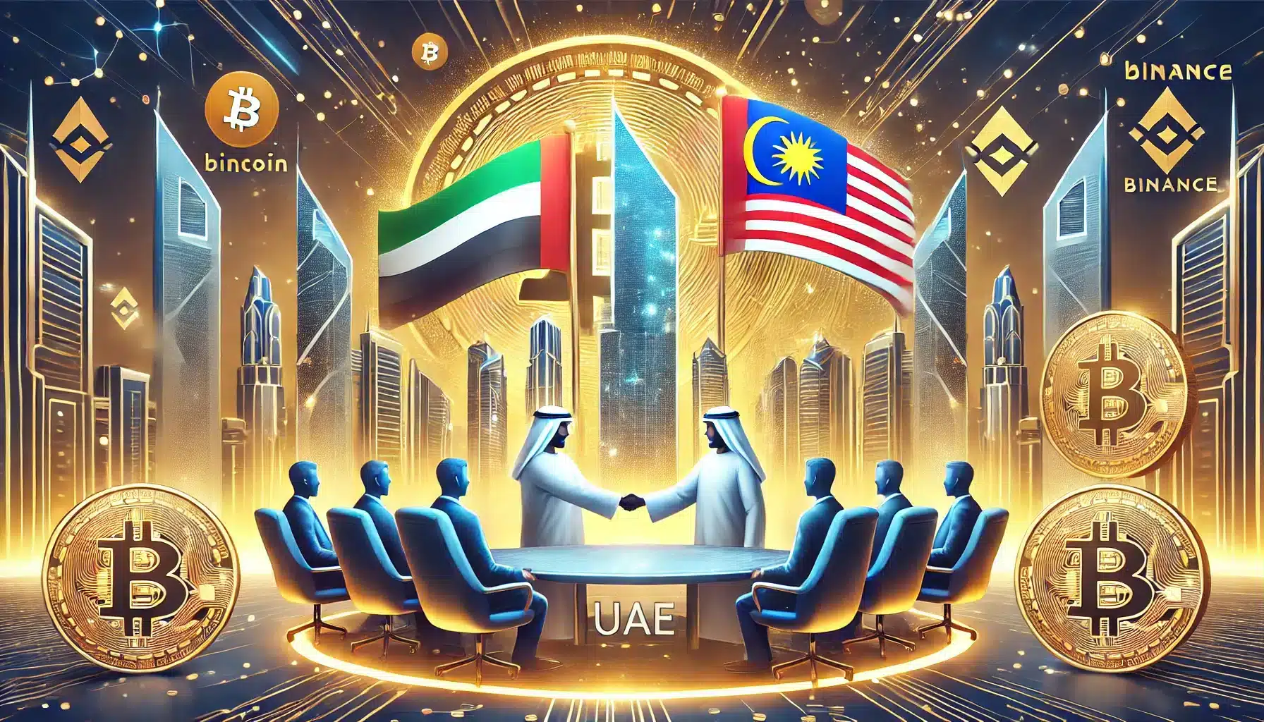 Abu Dhabi featuring elements like the UAE flag a futuristic cityscape and prominen