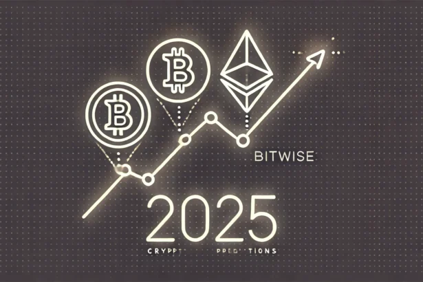 Bitwises 2025 crypto predictions. The image features simple yet bold icons of Bitcoin Ethereum and