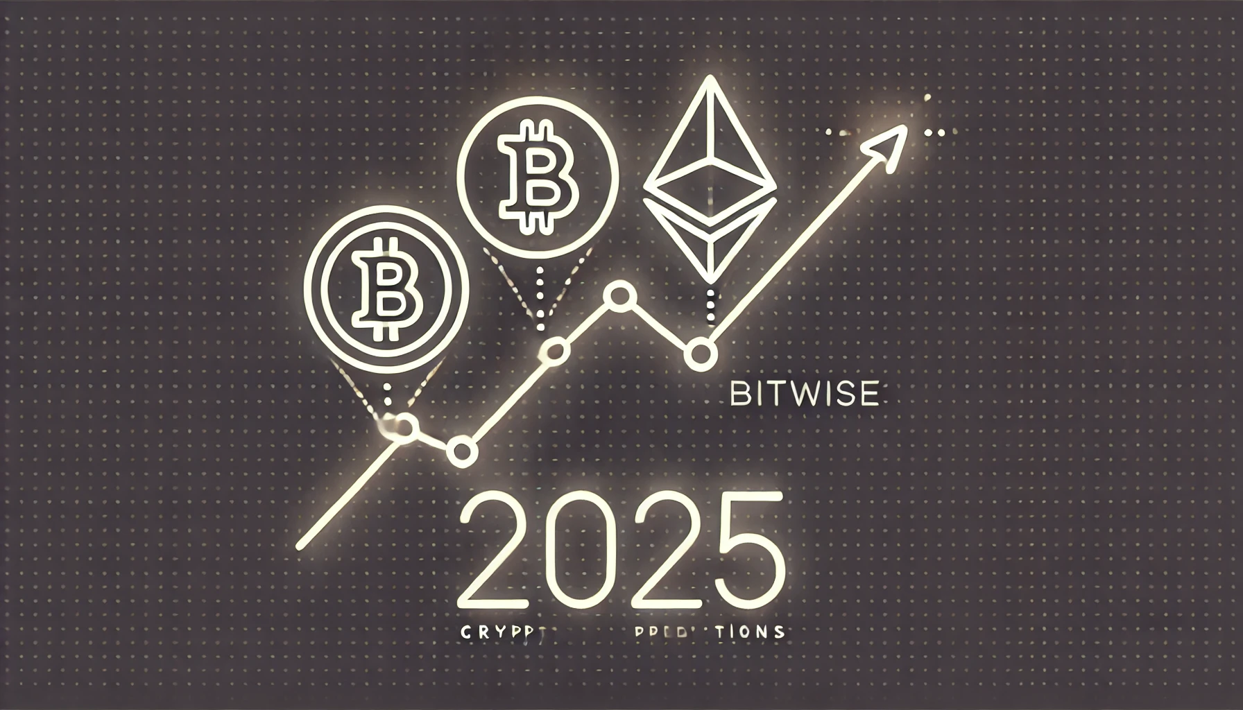 Bitwises 2025 crypto predictions. The image features simple yet bold icons of Bitcoin Ethereum and