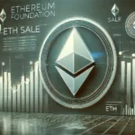 Ethereum Foundations ETH sale. The design features an Ethereum logo prominently displayed over a digital