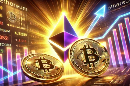 Ethereums potential to surpass Bitcoin. The Ethereum logo is displayed prominently in a glowing