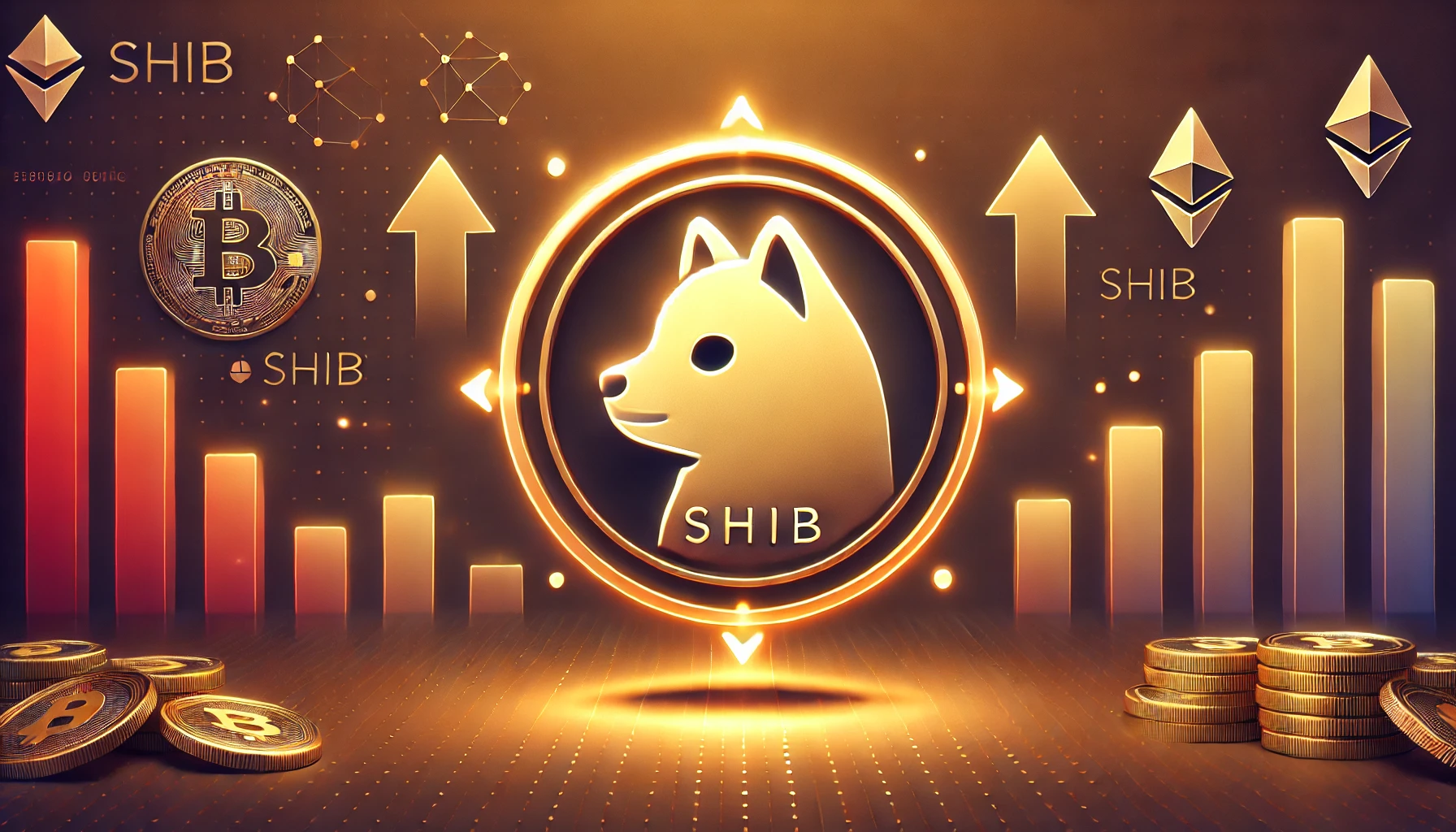 Shiba Inus SHIB prominence in the crypto market. The design features a large central SH