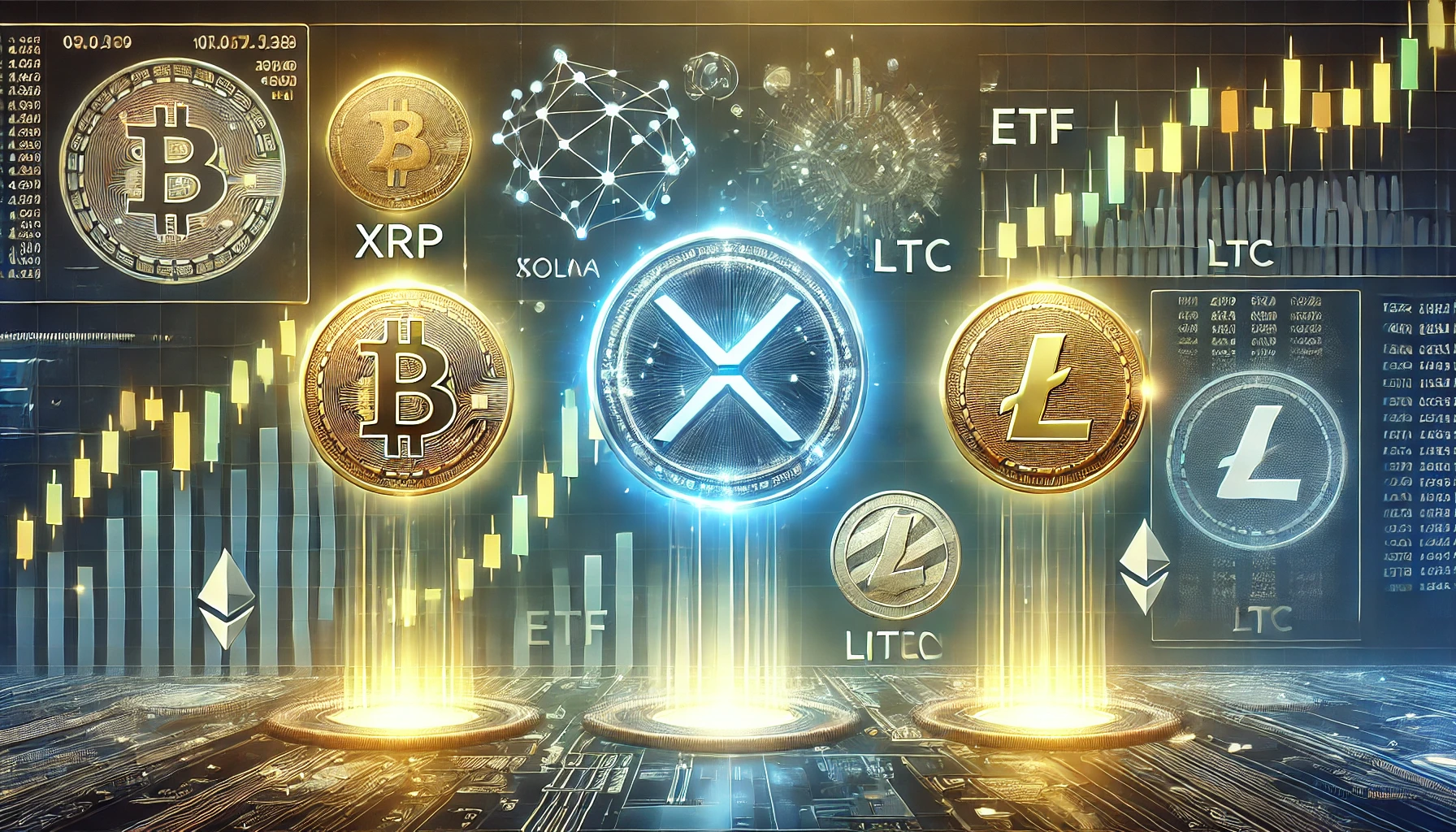 rise of ETFs for cryptocurrencies like XRP Solana SOL and Litecoin LTC. The design f