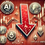 the AI themed altcoin market. The design includes prominent downward arrows alongside AI