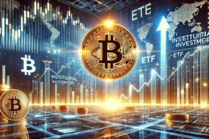 Bitcoins bullish potential. The image features a glowing Bitcoin BTC coin rising on a digital stock chart