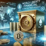 World Liberty Financial WLFI with a strategic token reserve. The image includes digital assets like Bitcoin a