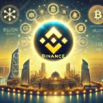 Binance is historic 2 billion investment from MGX. The image features a glowing Binance logo at the center with f