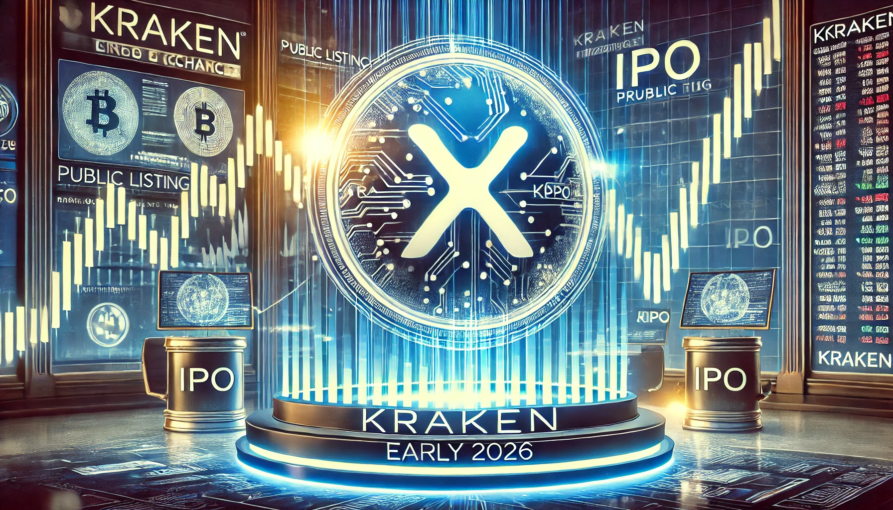 Kraken cryptocurrency exchange preparing for its IPO in early 2026. The image features the Kraken logo prominentl