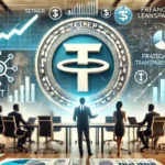 Tether is leadership change and financial transparency efforts. The image features the Tether USDT l