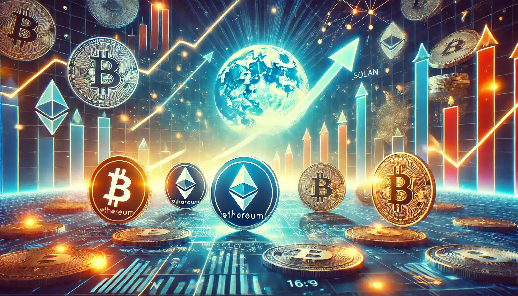 altcoin bull run. The scene features various altcoin symbols like Ethereum