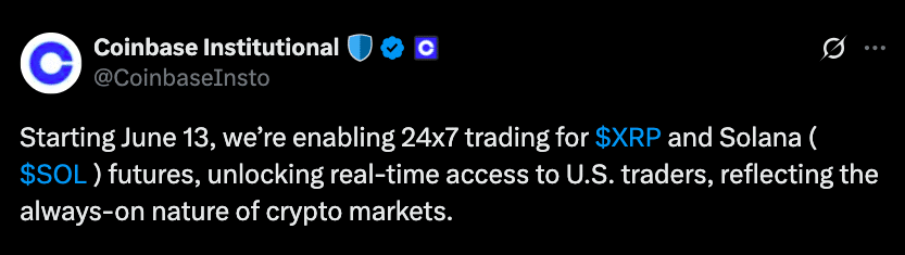Why Coinbase’s June 13 Update Has XRP and SOL Traders on Alert 24 XRP and Solana Futures