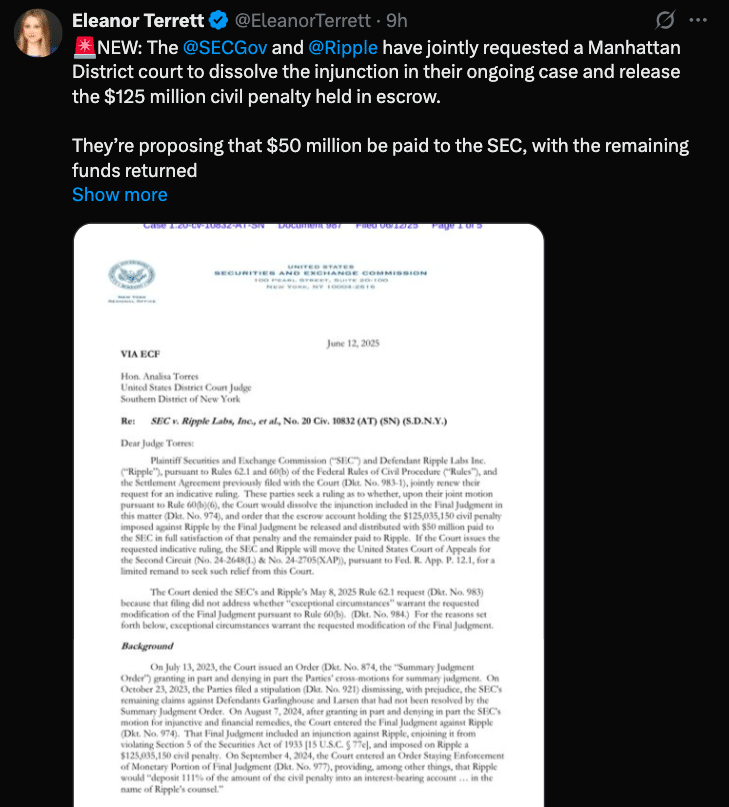 Ripple vs SEC XRP Settlement: $125M Escrow Deal Could End 4-Year Legal War 24 Ripple SEC XRP Settlement Case