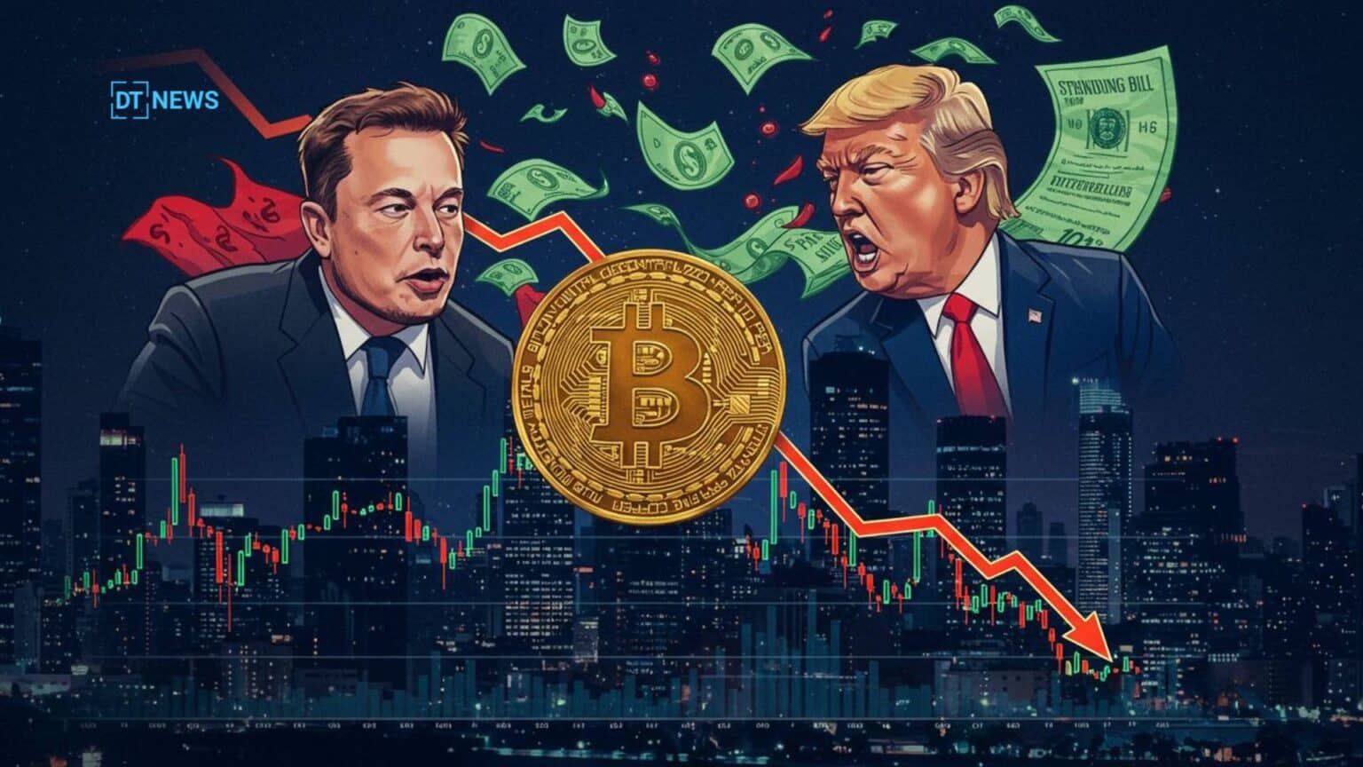 Musk vs. Trump Turns Ugly: Bitcoin and Tesla Stocks Take the Hit