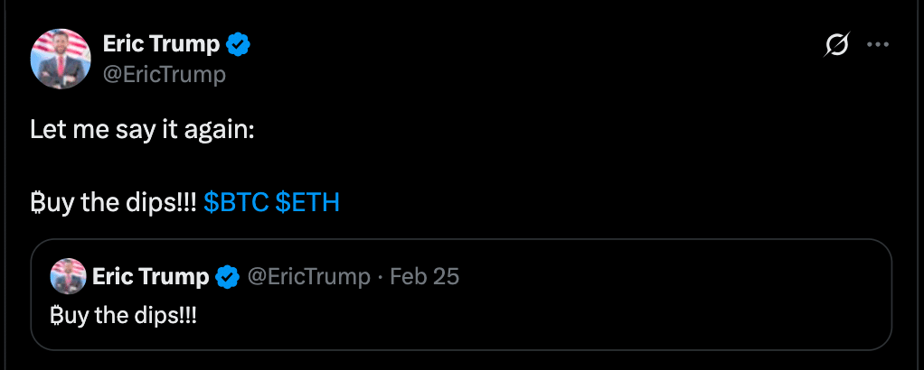 Eric Trump’s 'Buy the Dip' Call