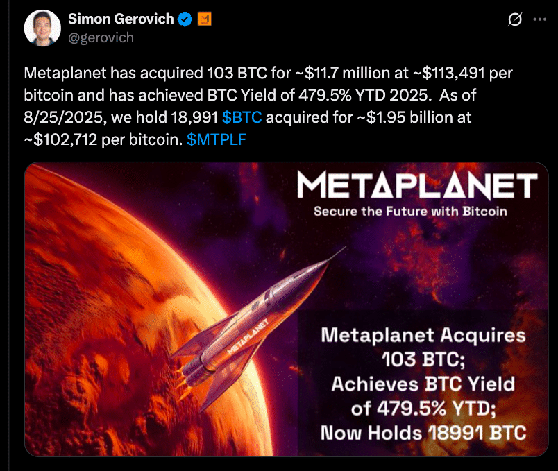 Metaplanet Bitcoin Holdings Near 19,000 BTC After Latest $11.7M Buy 24 Metaplanet Bitcoin Strategy Deepens with Latest BTC Accumulation