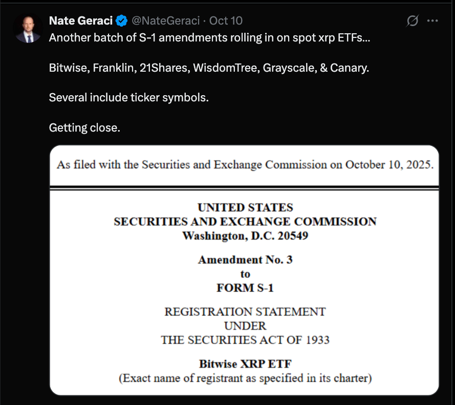 Crypto ETF Flood Expected After U.S. Shutdown Ends, Says Nate Geraci 25 Spot XRP ETF Flood Expected to Hit Markets After US Government Shutdown Ends