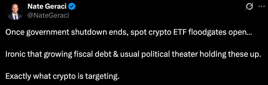 Crypto ETF Flood Expected After U.S. Shutdown Ends, Says Nate Geraci 24 Spot XRP ETF Flood Expected to Hit Markets After US Government Shutdown Ends