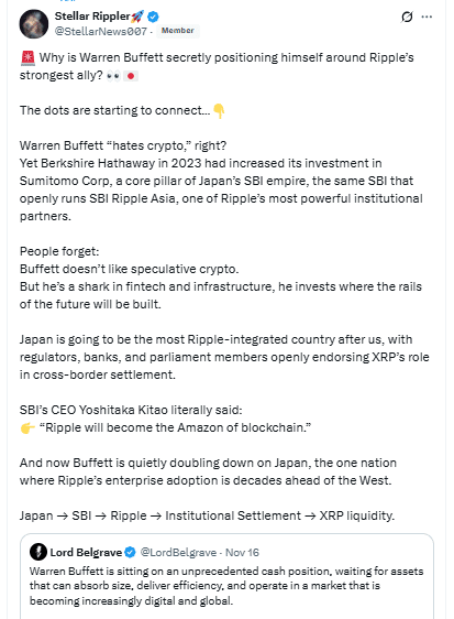 Is Warren Buffett Quietly Getting XRP Exposure Through Japan? 24 Ripple Japan