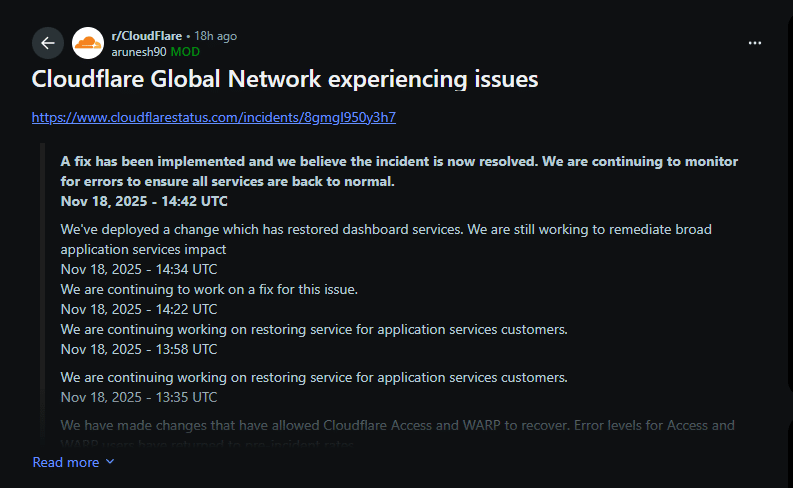 Cloudflare Outage