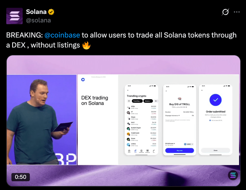 Coinbase Launches Solana On-Chain Trading, Unlocking Instant Access for 100M Users 24 Coinbase Launches Solana On-Chain Trading