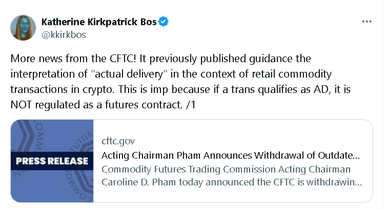 CFTC Withdraws 2020 Crypto Guidance: Exchanges Gain Major New Freedom 25 Caroline Pham