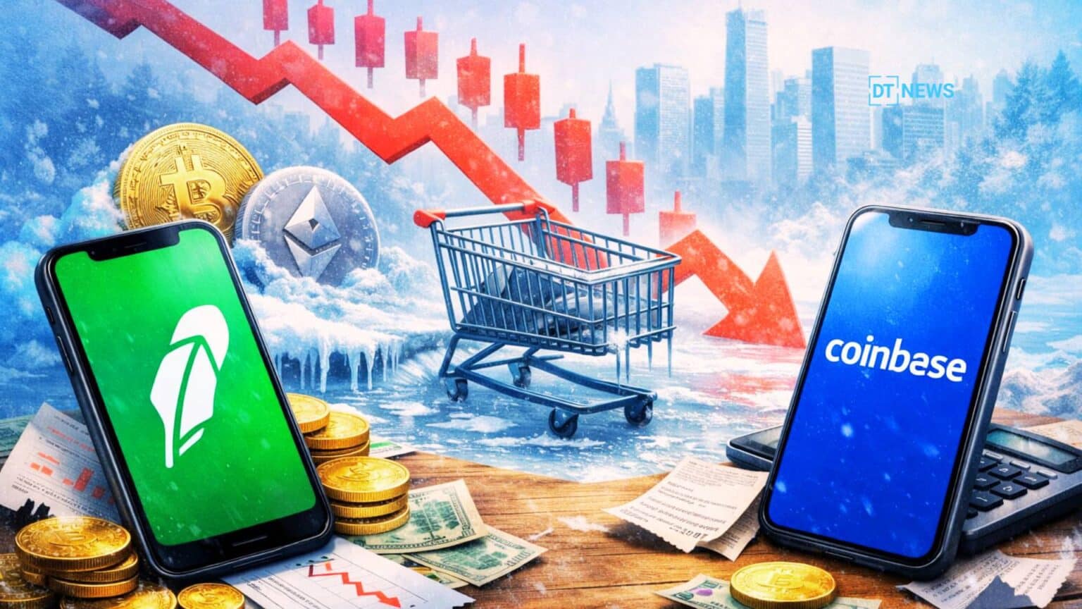 Crypto Winter Deepens as Robinhood and Coinbase Show Retail Shift