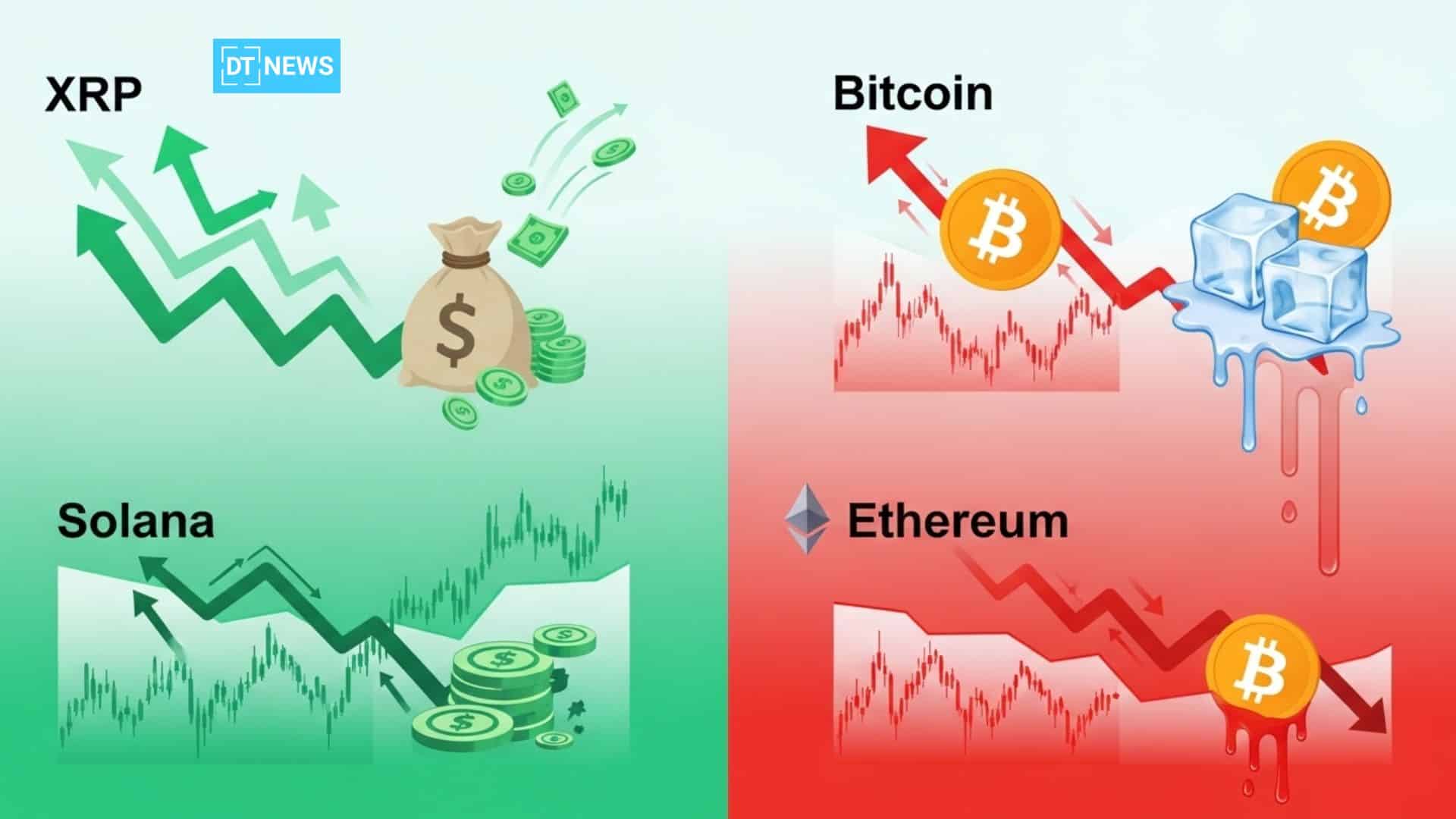 XRP and Solana ETFs Pull Fresh Capital While Bitcoin and Ethereum ETFs Bleed