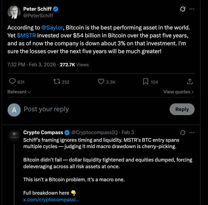 Schiff and Saylor Clash Over Strategy Bitcoin Game Plan