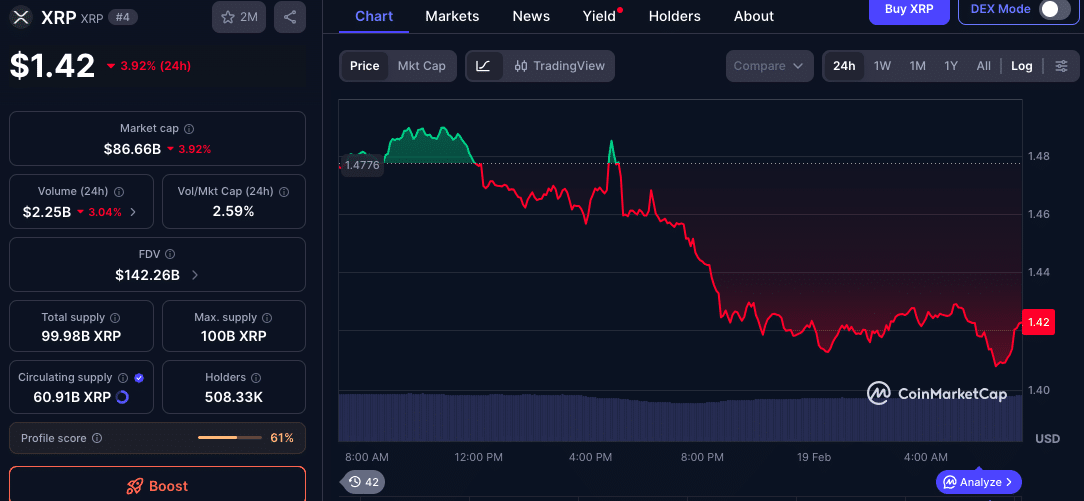 Crypto Market February 19, 2026: Bitcoin, XRP, Ethereum in Focus