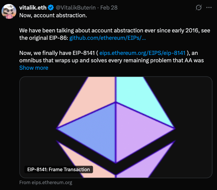 Vitalik Says Ethereum Smart Accounts Are Finally “Within a Year” 46 Ethereum Smart Accounts Near Reality as Hegota Upgrade Approaches