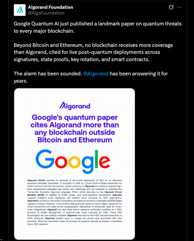 Algorand Price Surges 50% After Google Highlights Quantum Security 46 Google’s Quantum Warning Boosts Algorand Price Surge by 50% as BTC and ETH Face Exposure