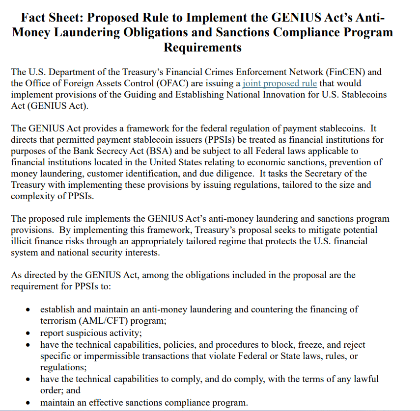 Treasury GENIUS Act Rule Targets Stablecoin AML and Sanctions Compliance 47 Anti-Money Laundering