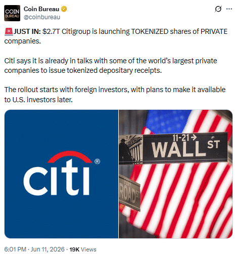 Private Share Tokenization Advances as Citi and SDX Target Pre-IPO Markets 47 Tokenized Private Shares