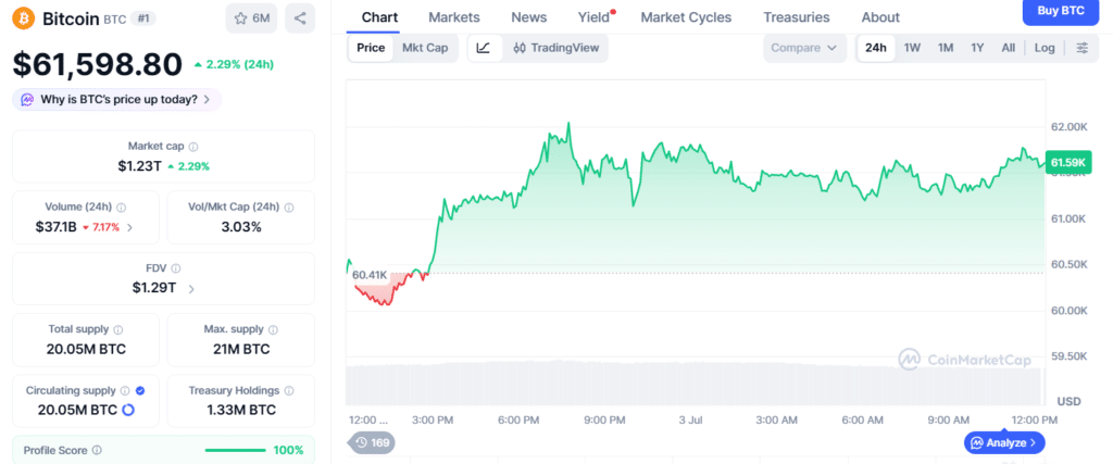 Bitcoin Price Outlook Splits Analysts After BTC Rebounds Above $61K 46 Bitcoin Price Chart