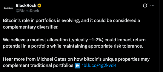 BlackRock's Bitcoin Portfolio Allocation Could Create a New Source of Selling Pressure 46 Bitcoin Portfolio Allocation